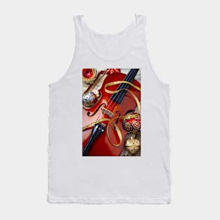 Beautiful Violin And Wonderful Christmas Ornaments Tank Top